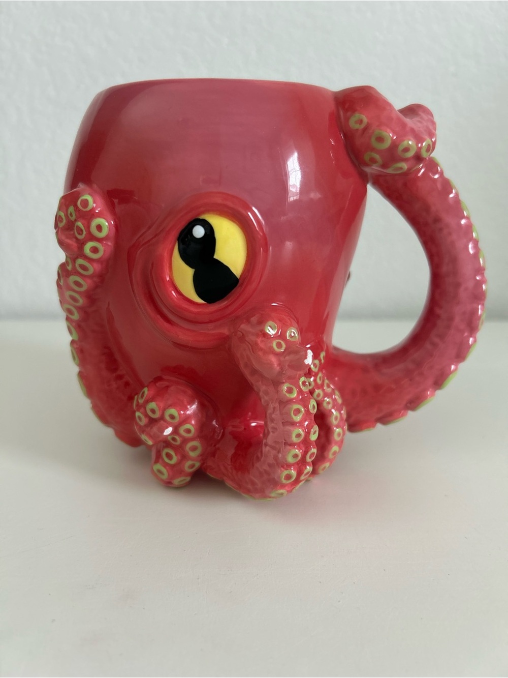 Pink Octopus Kraken Ceramic Coffee Mug w Tentacle Handle Criminal Minds Garcia